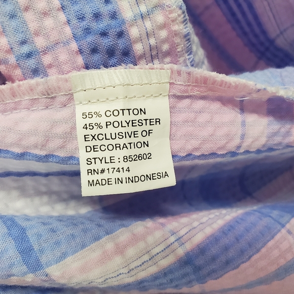 Miss Elaine Women's Short Seersucker Robe Plaid Embroidered Floral Size S - Picture 4 of 12